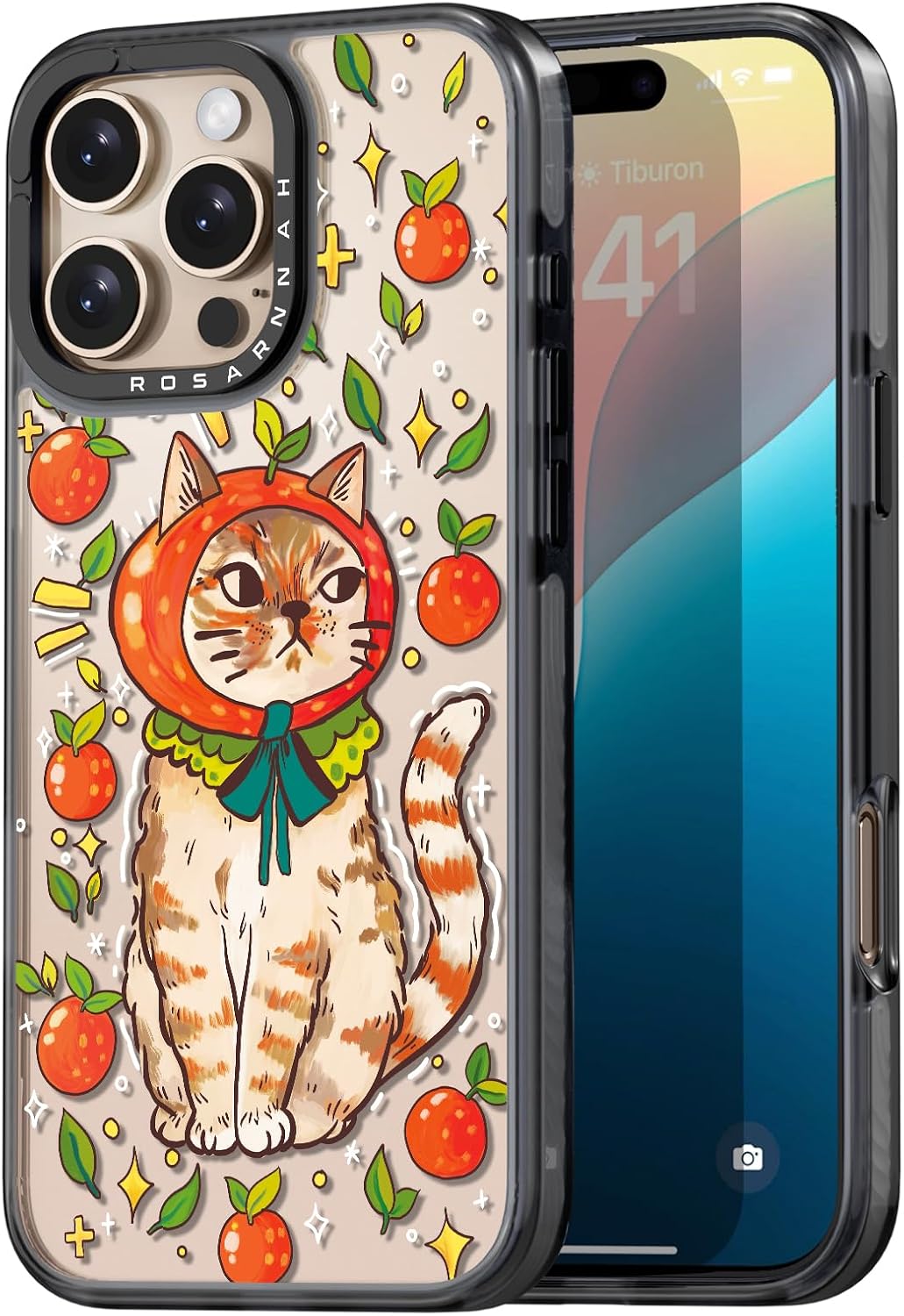 Rosarnnah Compatible for iPhone 16 Pro Max case Cute - Durable Shockproof 6.6 ft Drop Impact Phone Case - Black Funny Kitty Cat Design for iPhone 16 Pro Max 6.9"