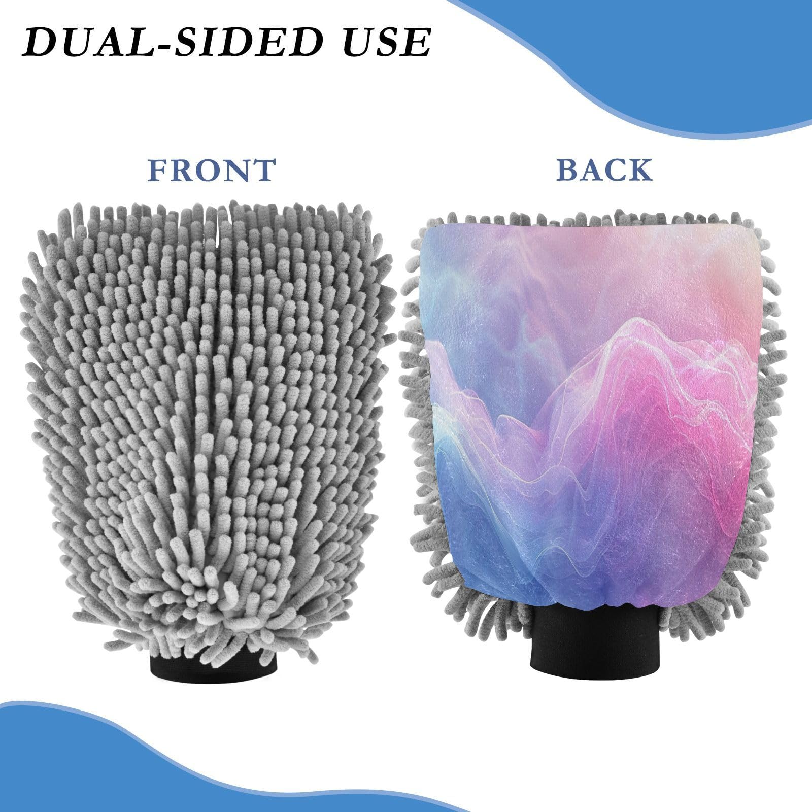 GakkiGii Light Gradient 2 Pack Microfiber Car Wash Mitts, Dual-Sided Chenille Gloves, Scratch-Free for Auto Detailing & Home Cleaning, L