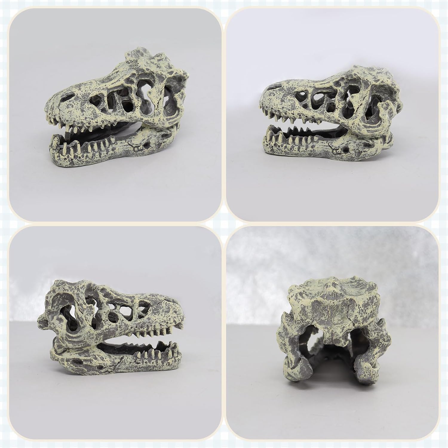 WishLotus Skull Aquarium Hides Decor, Resin Dinosaur Fish Hideout for Little Shrimp Betta Goldfish and Reptiles (Dinosaur Head) image 3