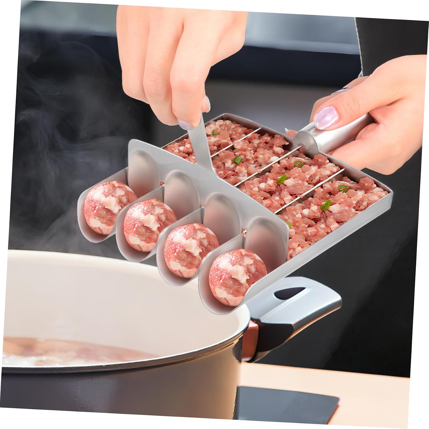Non-stick Meatball Shaping Tool Manual Meatball Maker Stainless Steel Maker for Beef Fish Shrimp Vegetable Balls Cooking Tool
