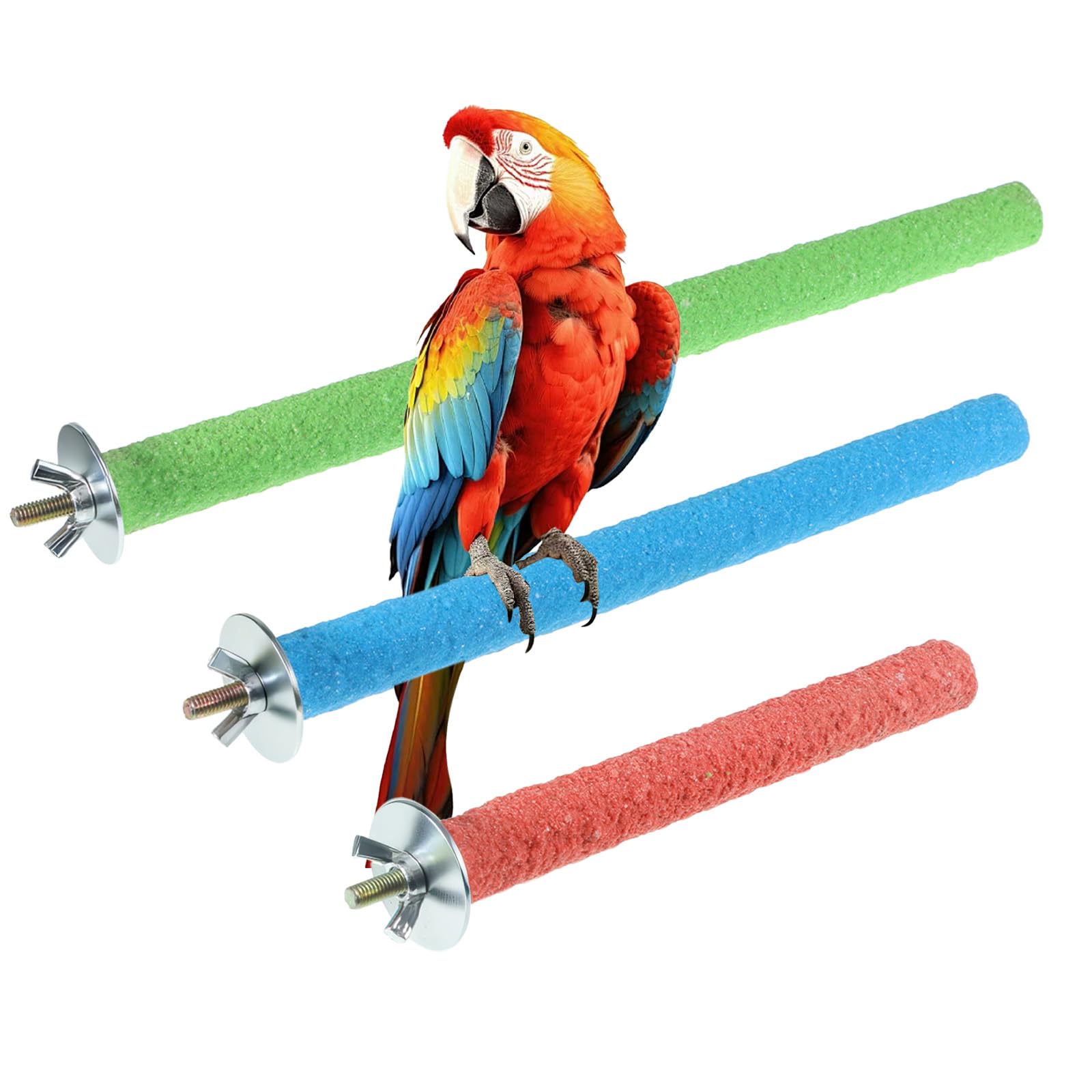 3 Pcs Parrot Perches, Wood Bird Cage Perch Stand Pet Toy Paw Grinding Stick Bird Platform Cage Accessories for Small Medium Birds Like Budgies Parakeet Cockatiel Conure Lovebird Canary (Colorful)