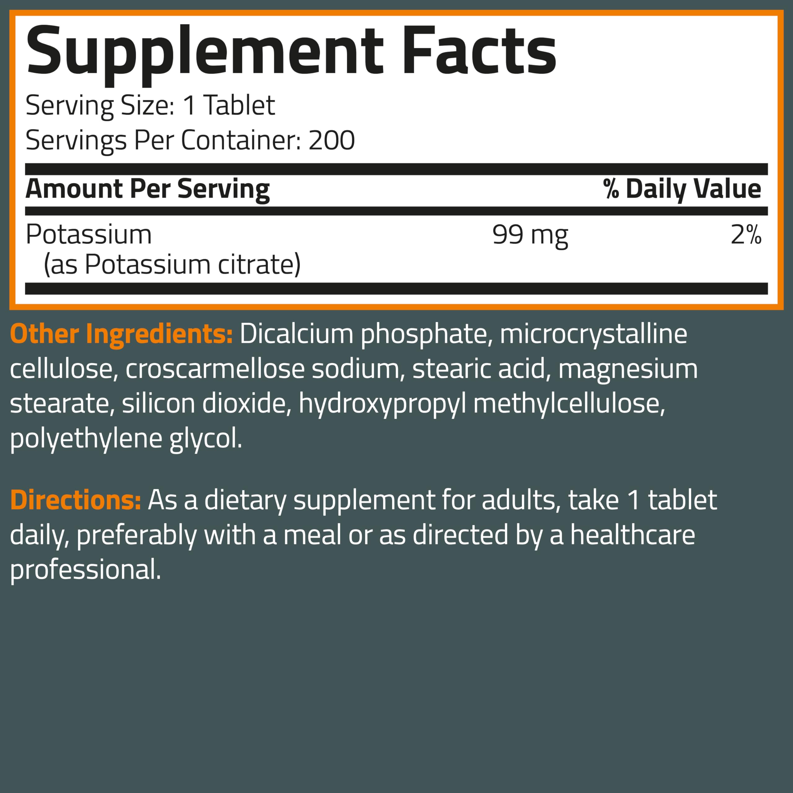 Bronson Potassium Citrate 99 mg, 200 Vegetarian Tablets — Amazon image 8