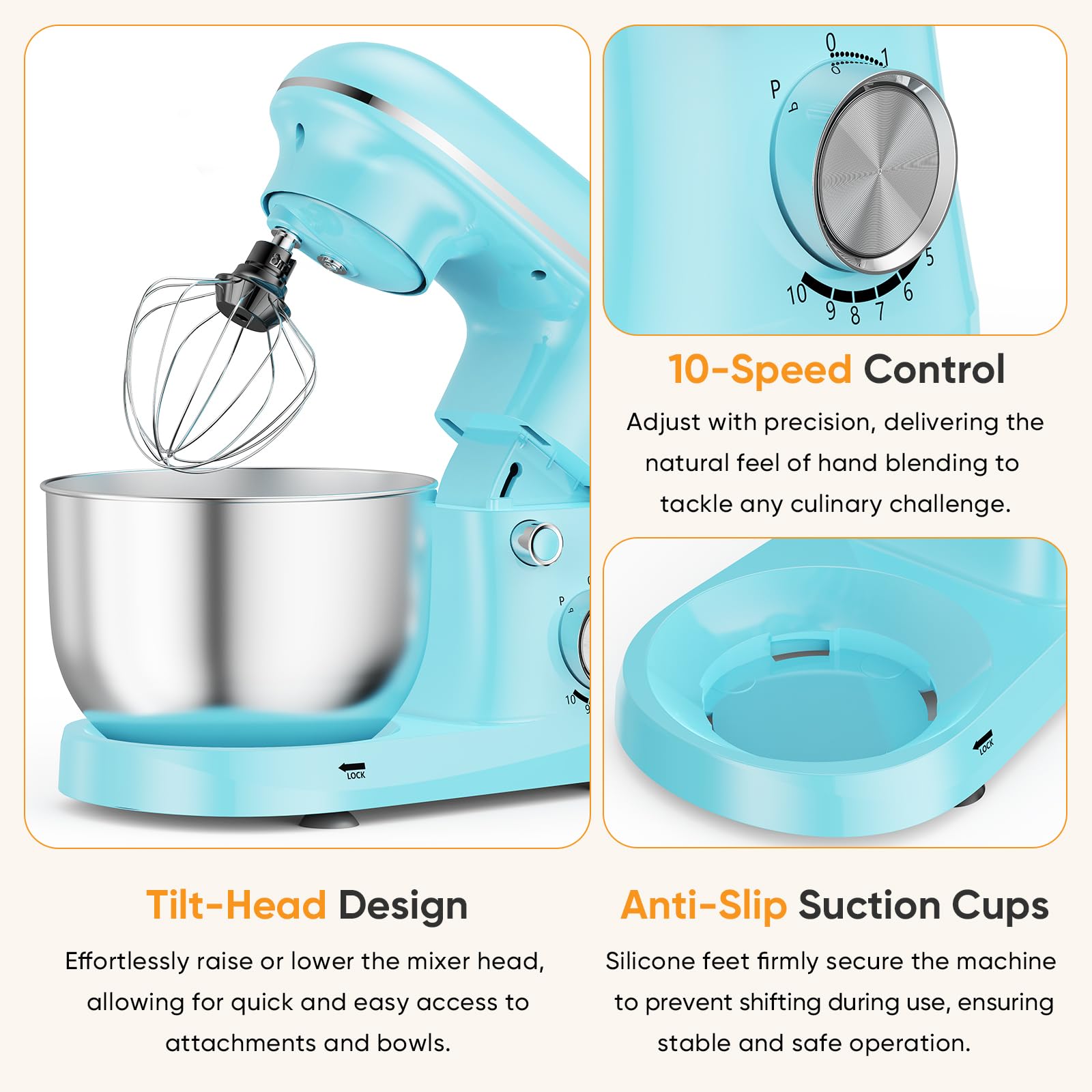 NEWBULIG Stand Mixer 4.2QT, Kitchen Electric Mixers Alternative view 4