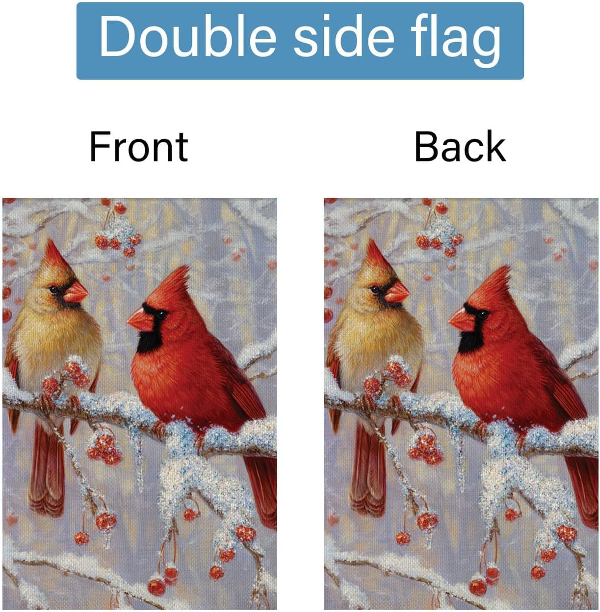 Cardinal Pine Twigs Berry Winter Garden Flag 12x18 Inch Double Sided,Snowflakes Trees Christams Farmhouse Small Burlap Seasonal Holiday Yard Outdoor Decor Bird6 - Image 5