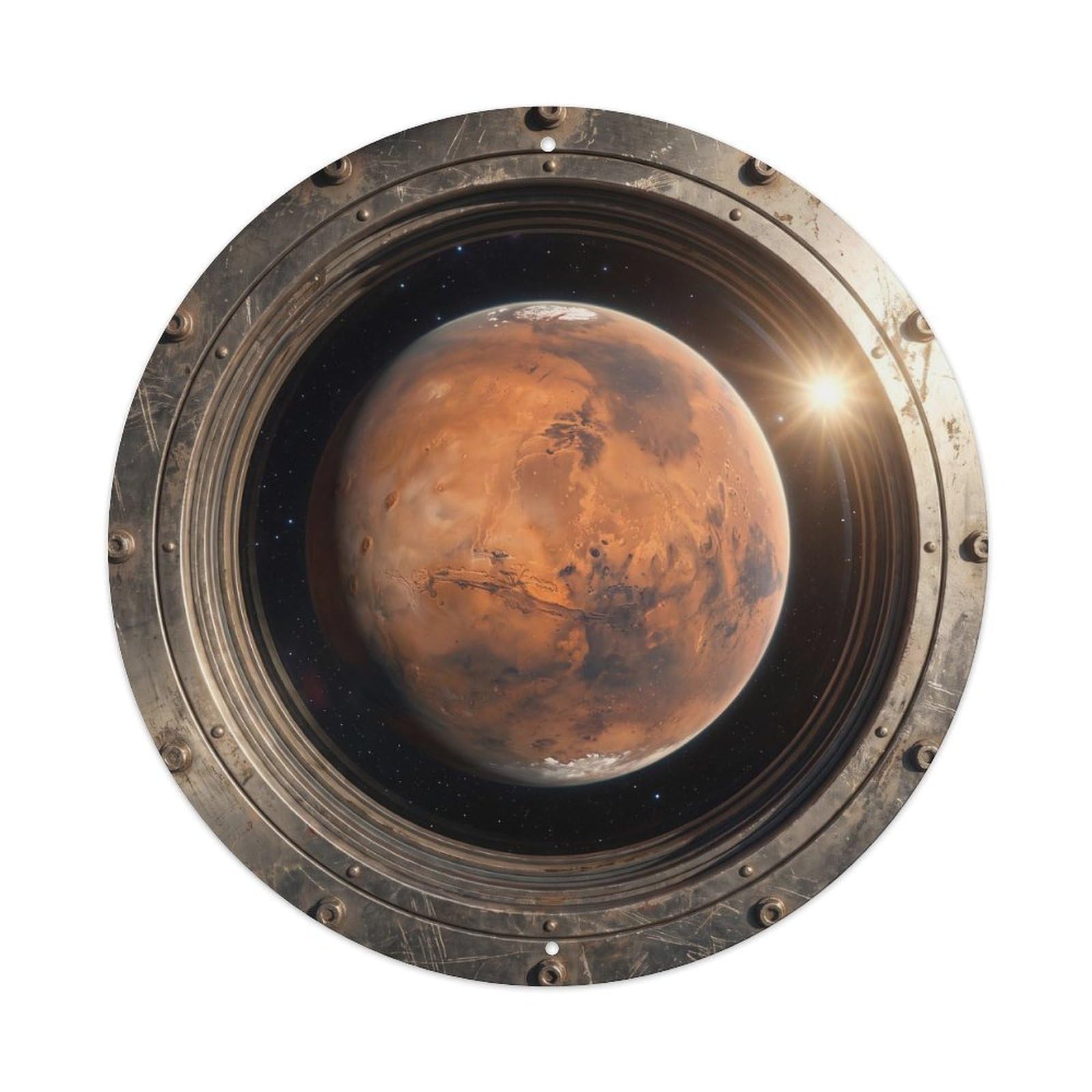 Red Planet Full Sphere View Metal Tin Sign