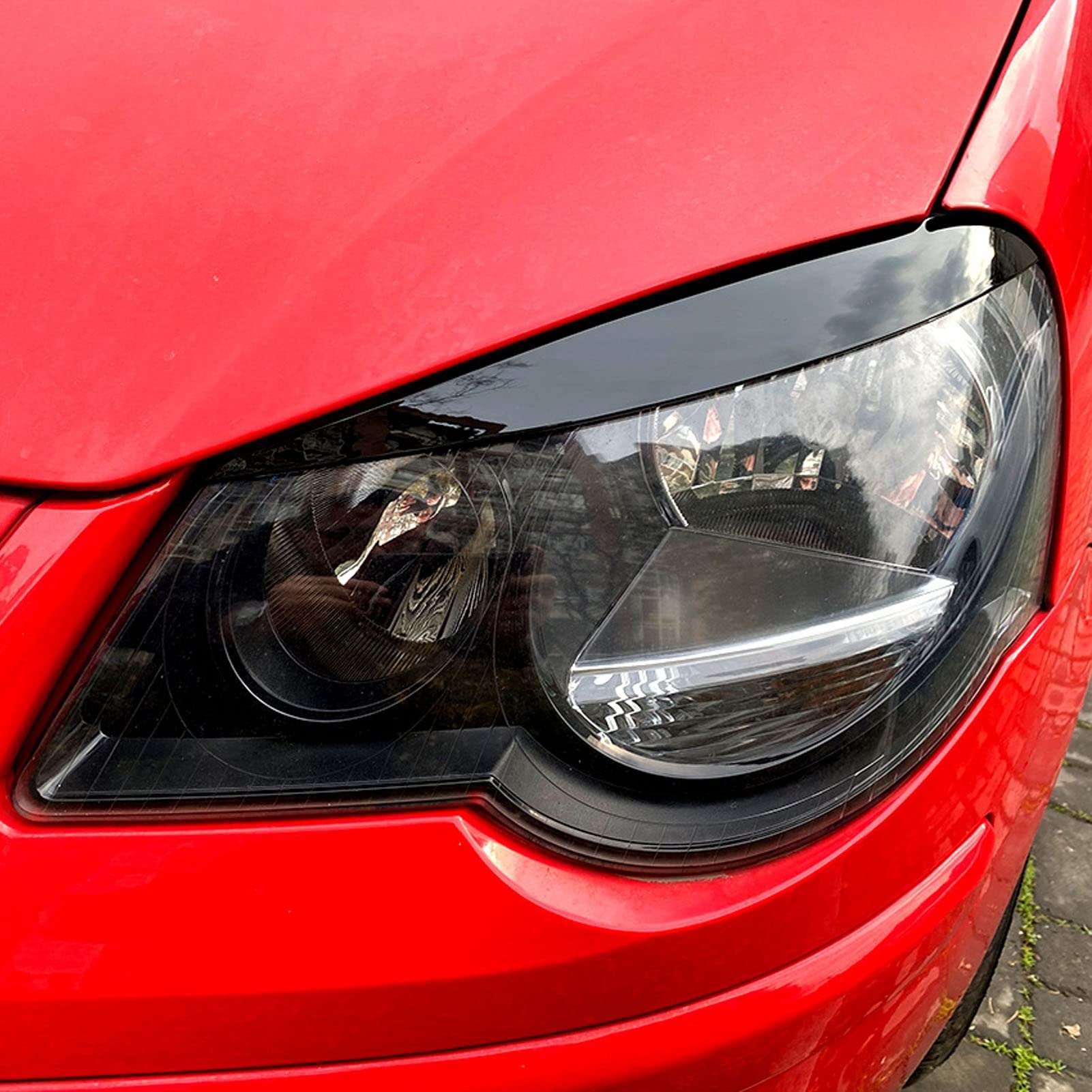 Fari Anteriori Sopracciglia Abs Nero Lucido Antigraffio Facile Installazione Adesivi Decorativi Esterni Per Auto Compatibili Per Polo MK4 9N3 Tutti I Modelli 2005-2009