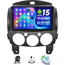 [4G+128G] Car Radio for Mazda 2 2007-2014 with Wireless CarPlay Android Auto,9" Touchscreen Android 15 Mazda 2 Car Stereo with Mirror Link WiFi GPS Navigation,Bluetooth,FM/RDS SWC EQ+Backup Camera