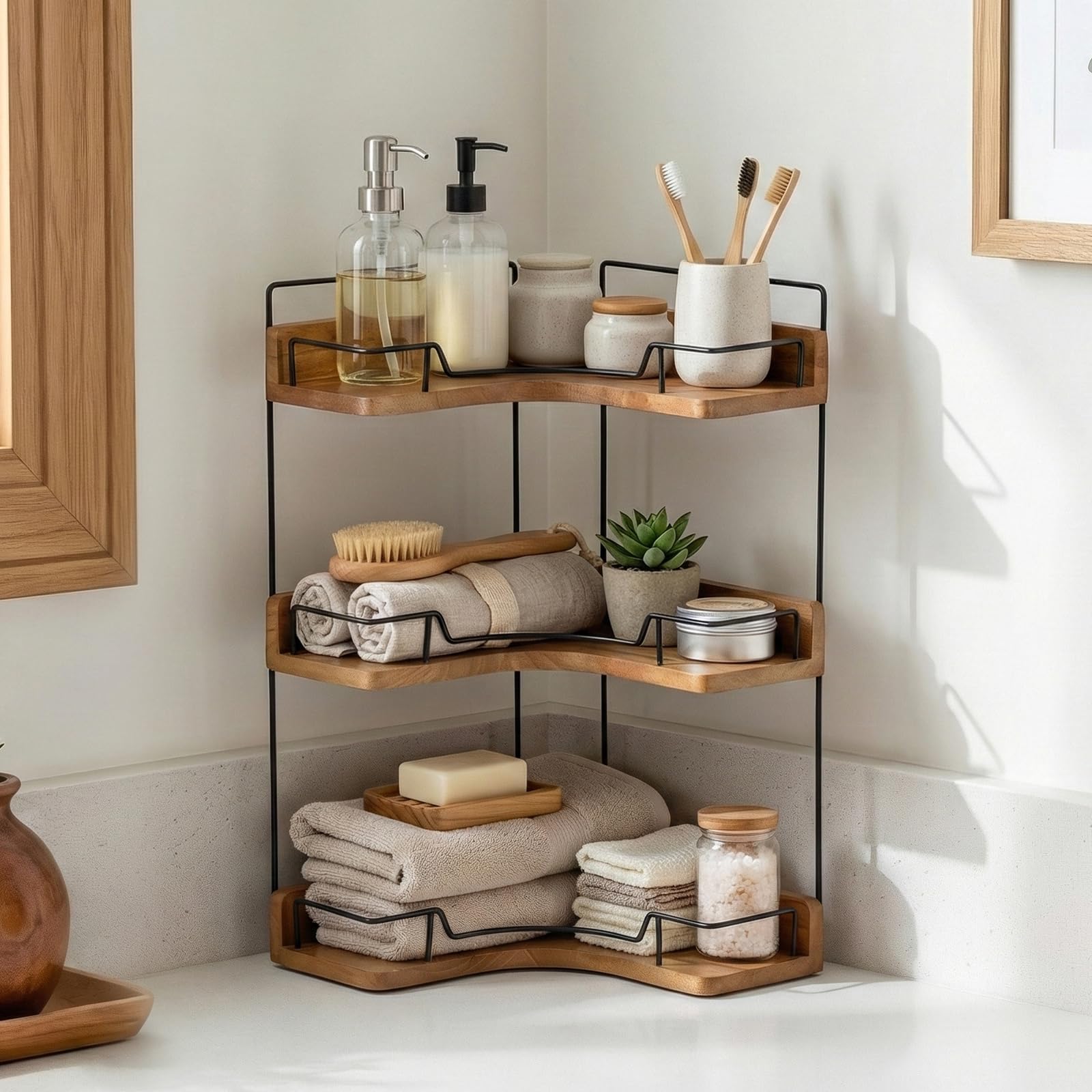 Amazon.com: Snuvid 3-Tier Bathroom Counter Organizer, Wooden