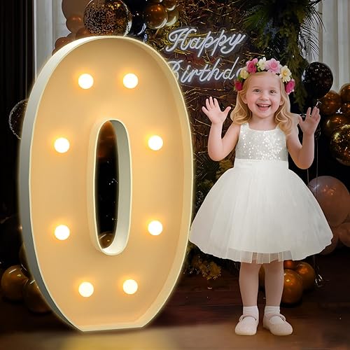Letras grandes iluminadas de marquesina de 3 pies - O para decoración de fiestas, baby shower y boda, tablero de espuma DIY
