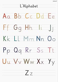 Poster de l'Alphabet Français pour les Enfants avec des Lettres pour une Apprentissage Facile - Parfait pour Décorer les Chambres d'Enfants et les Salles de Classe