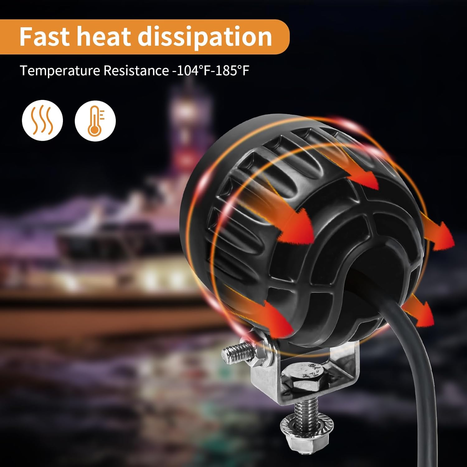 LED Light Pods Round 2.5" 2PCS, 12V Flood Light Pods for Truck Tractor 1800lm 15W, LED Work Light Front Rear Backup Lights for ATV UTV Camper