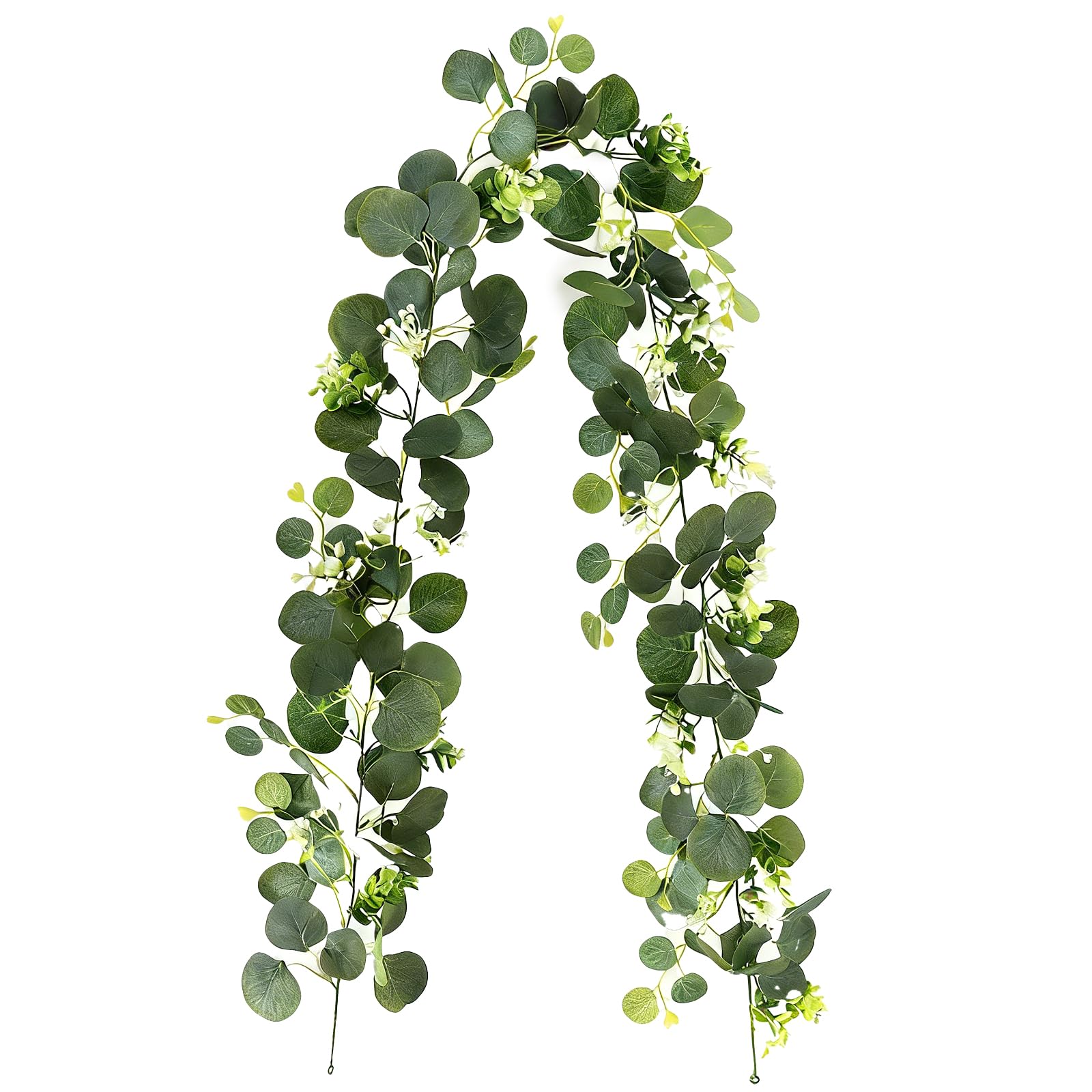 Erquet Green 1.8M Eucalyptus Garland, Realistic Mistletoe Swag, Artificial Garlands For Home Decoration, Fake Vines Foliage, Hanging Ivy Leaf Garlands, For Wedding Party Decoration Arch Home Mantle Decor