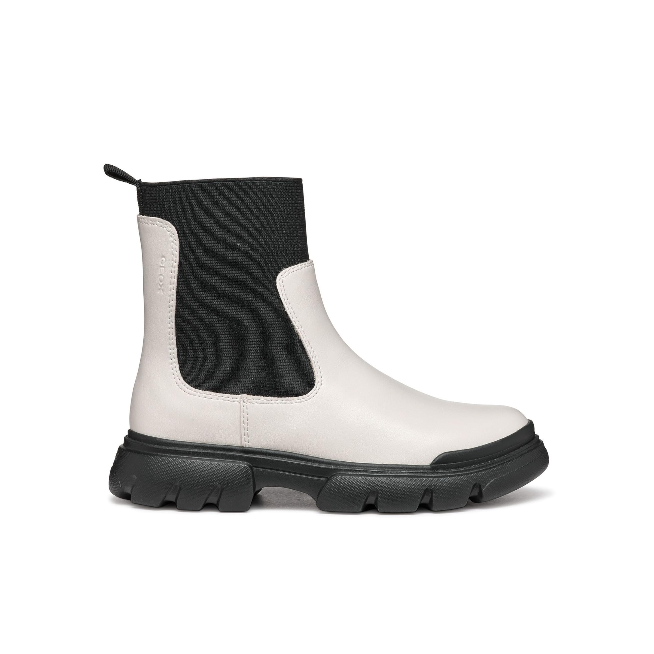 Geox J JUNETTE GIRL C, Chelsea Boot, LT IVORY/BLACK,