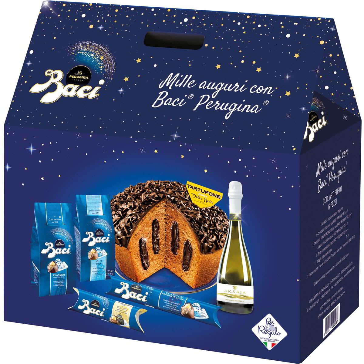 La Strenna Baci Perugina „Mille Auguri“ – Geschenkbox mit Pralinen, Spumante & Schokoladenkuchen – Italienisches – Premium Geschenkset+ Italian Gourmet polpa 400gr