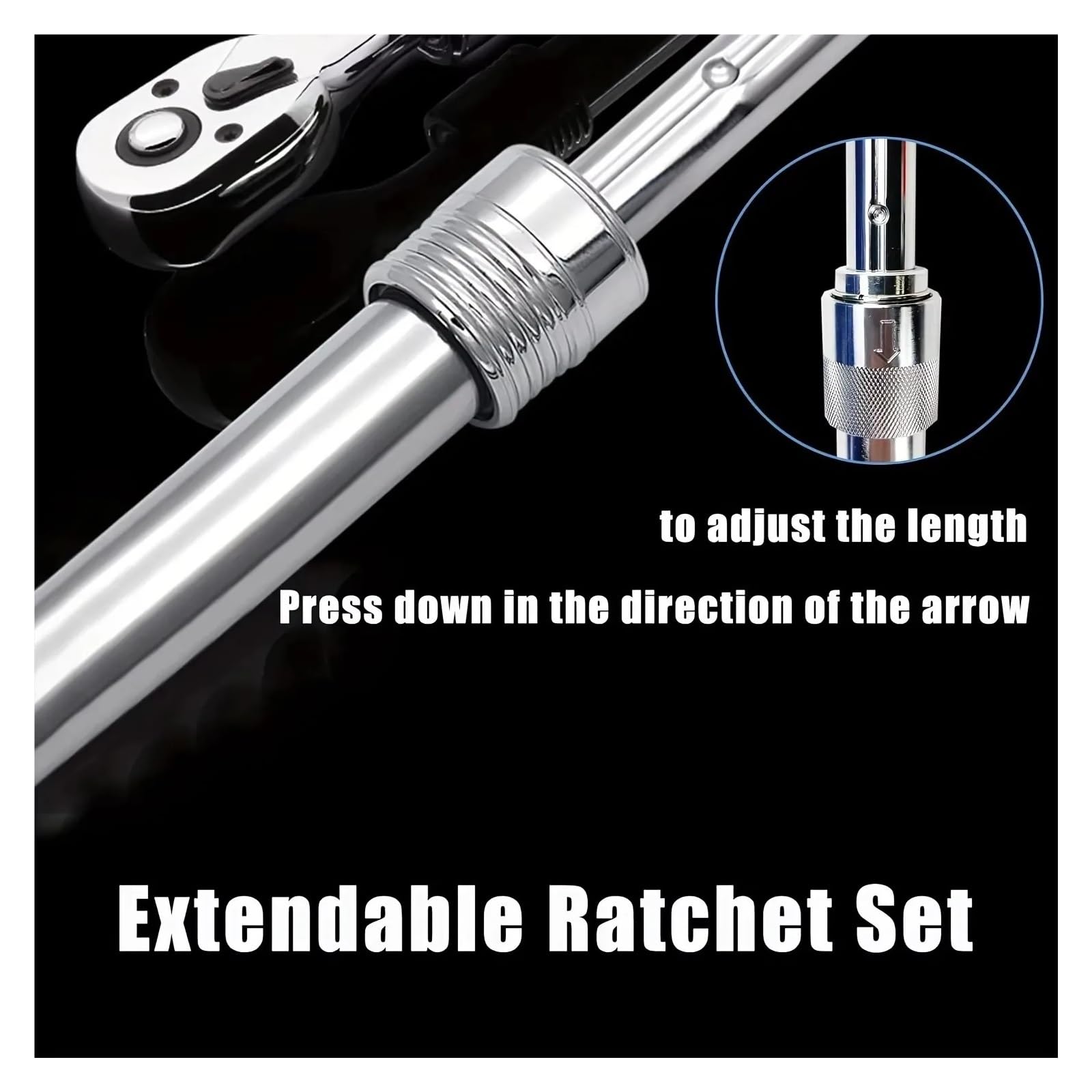 Generico Chiave a cricchetto reversibile a 72 denti | Attacco 1/4,3/8,1/2", manico telescopico, cricchetto reversibile, sgancio rapido