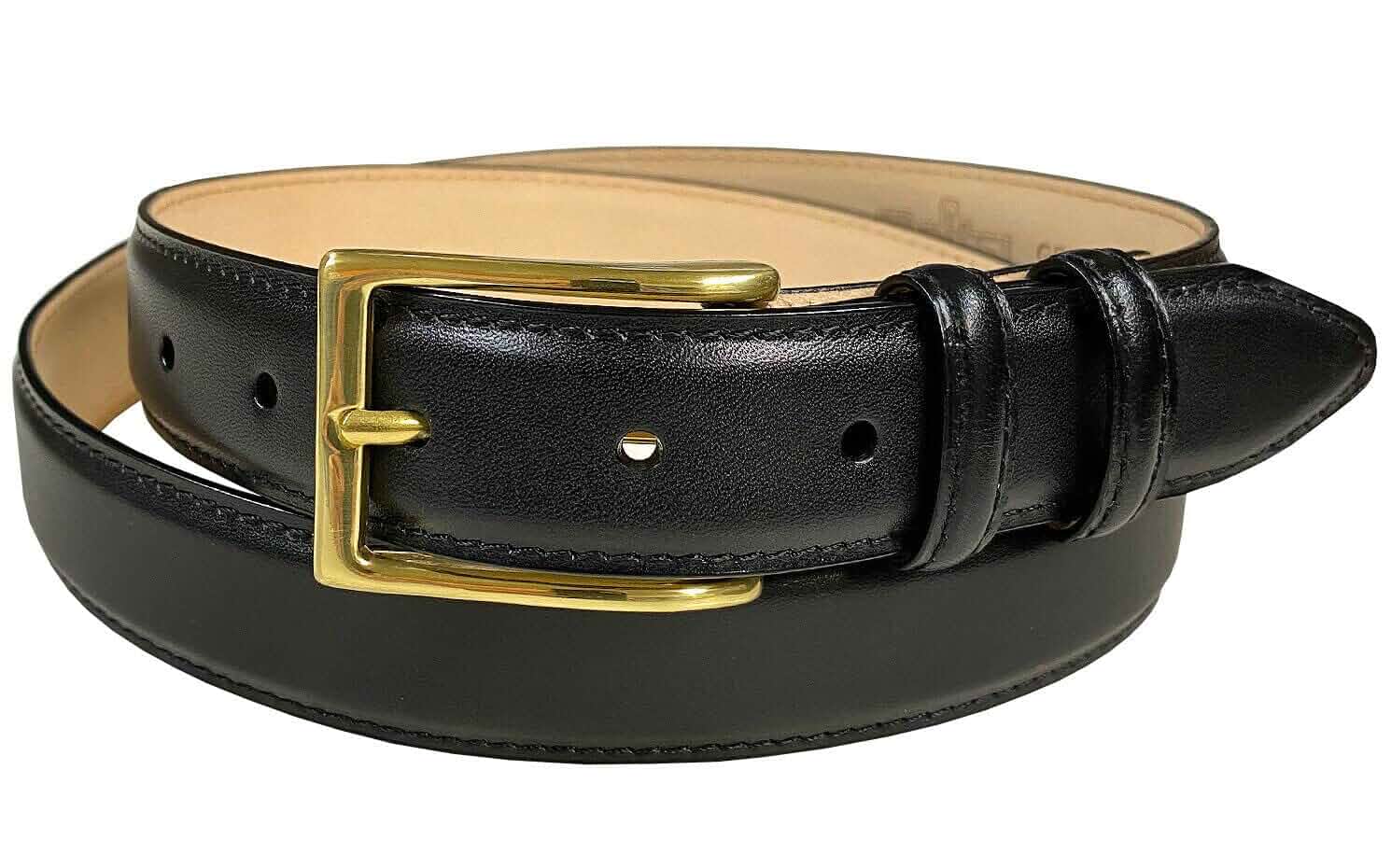 Adam Gold Men's Genuine Full-Grain Cowhide Leather Dress Belt 1-1/8"(30mm) Wide Polished Buckle