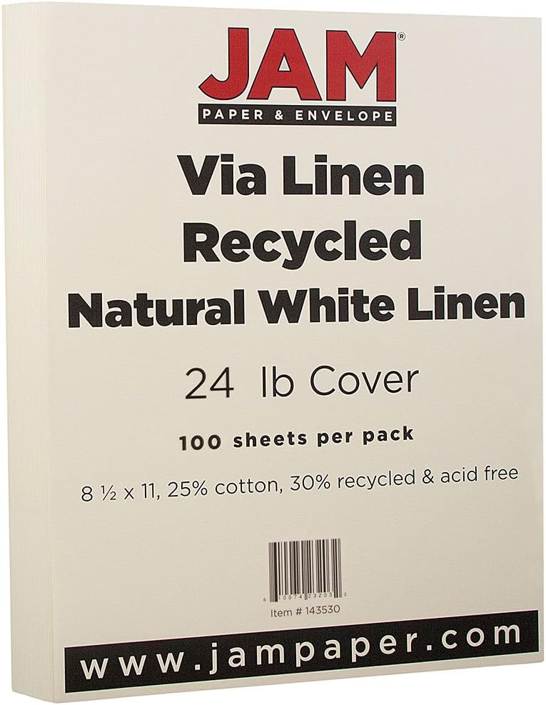 JAM PAPER Strathmore 32lb Paper - 90 GSM - 8.5 x 11 - Natural White Linen - 100 Sheets/Pack image 2