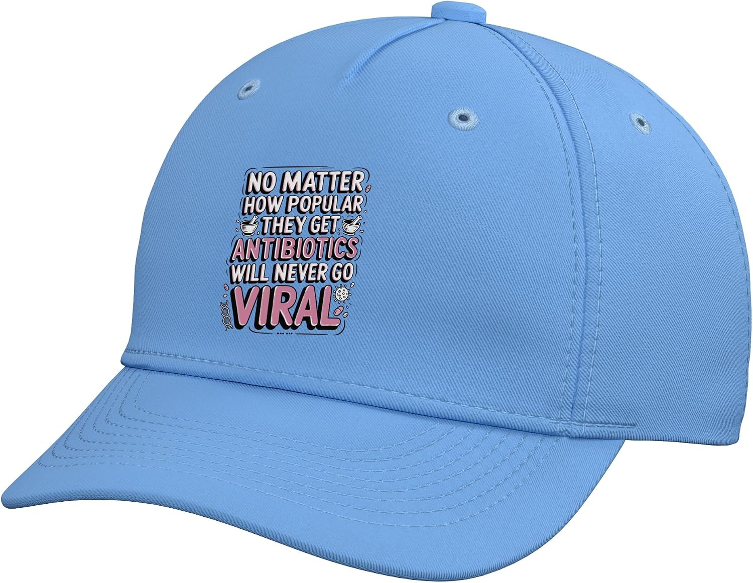 Funny Nurse Humor Doctor Medical Pun Antibiotics Go Viral Adjustable Baseball Hat