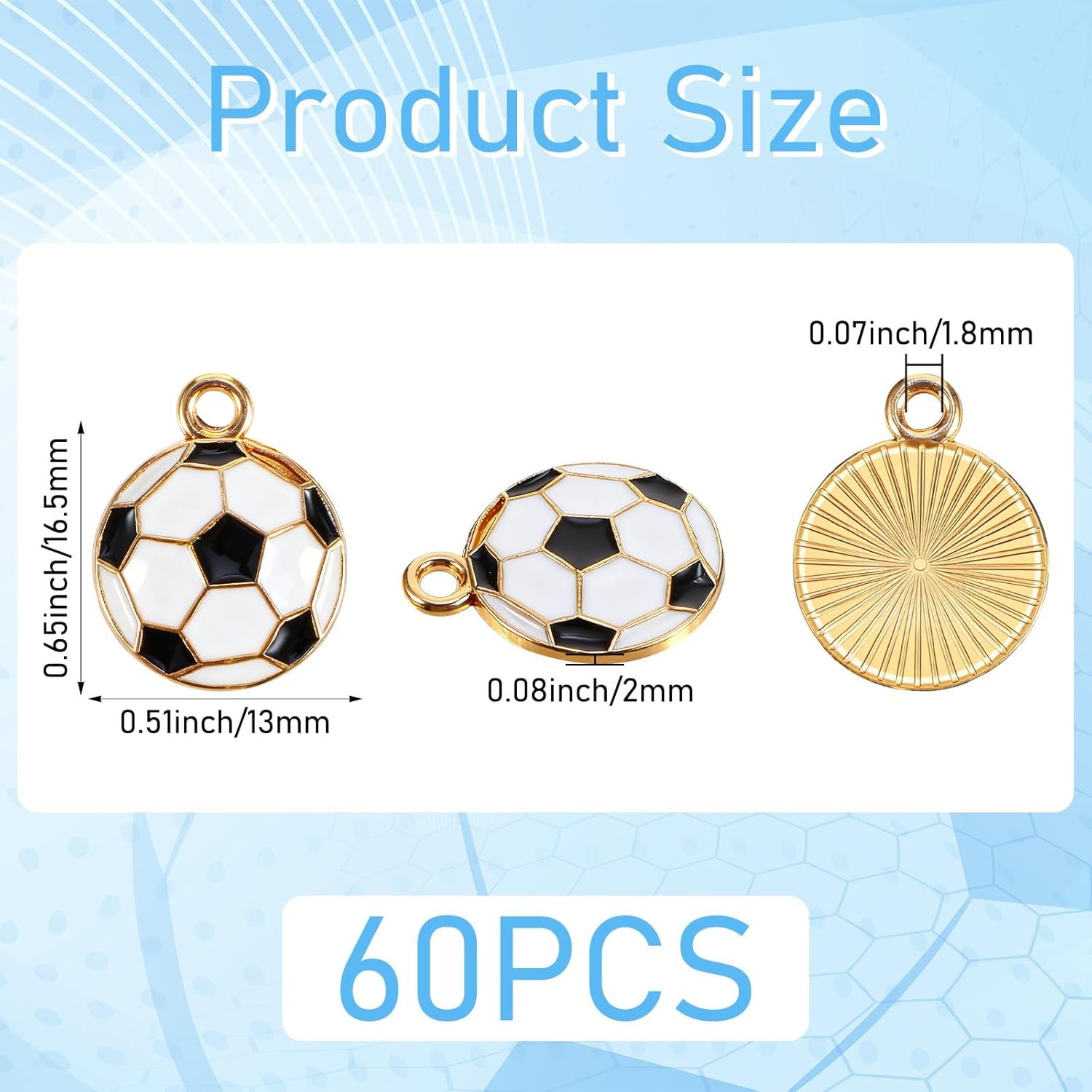 60Pcs Soccer Charms, Enamel Football Charms 16mm Round Ball Pendants Alloy Sport Game Pendants for Jewelry Making DIY Bracelet Necklace Craft Supplies - Image 6