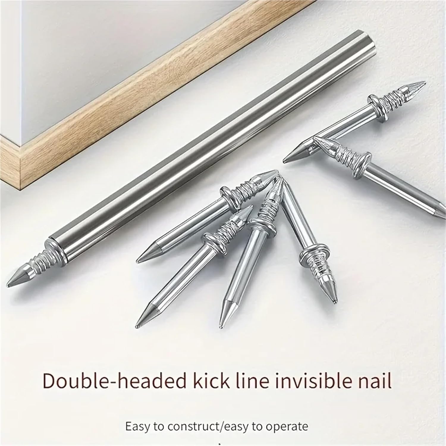 Double Sided Nails Galvanized Double-headed Studs-traceless Invisible Wall Anchors For Wooden Furniture With Smooth Handles For Solid Wood Trim(200pcs)