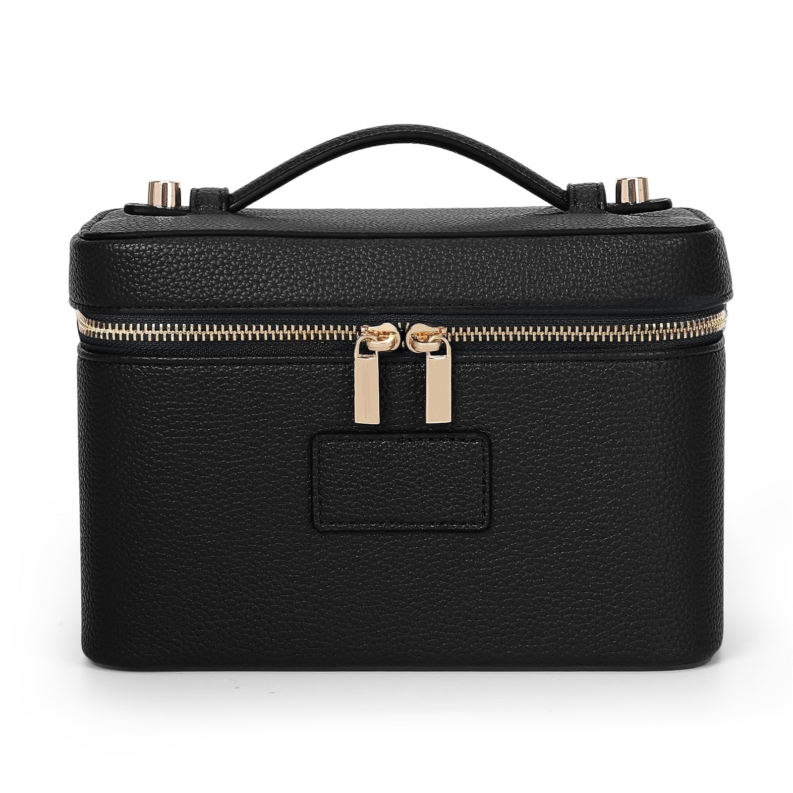 Neceser de viaje de piel sintética para mujer, con divisor extraíble, maletín de maquillaje, organizador de maquillaje para uso diario, Negro , 21,5 x 12,5 x 14 cm, bohemio