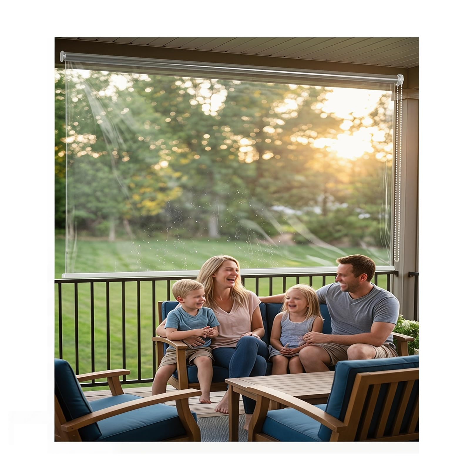 SHUDONGDEN Clear Vinyl Roller Shades, Heavy Duty Waterproof Windproof Blinds, High Transparency See Through Rain Shield Wind Screen for Outdoor Garden Balcony(W100*H220cm/W39.37*H86.61in)