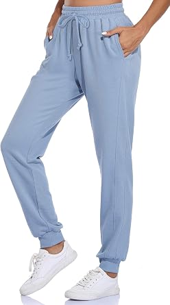 Fulbelle Womens Cotton Sweatpants with Pockets Drawstring Joggers Yoga Pants
