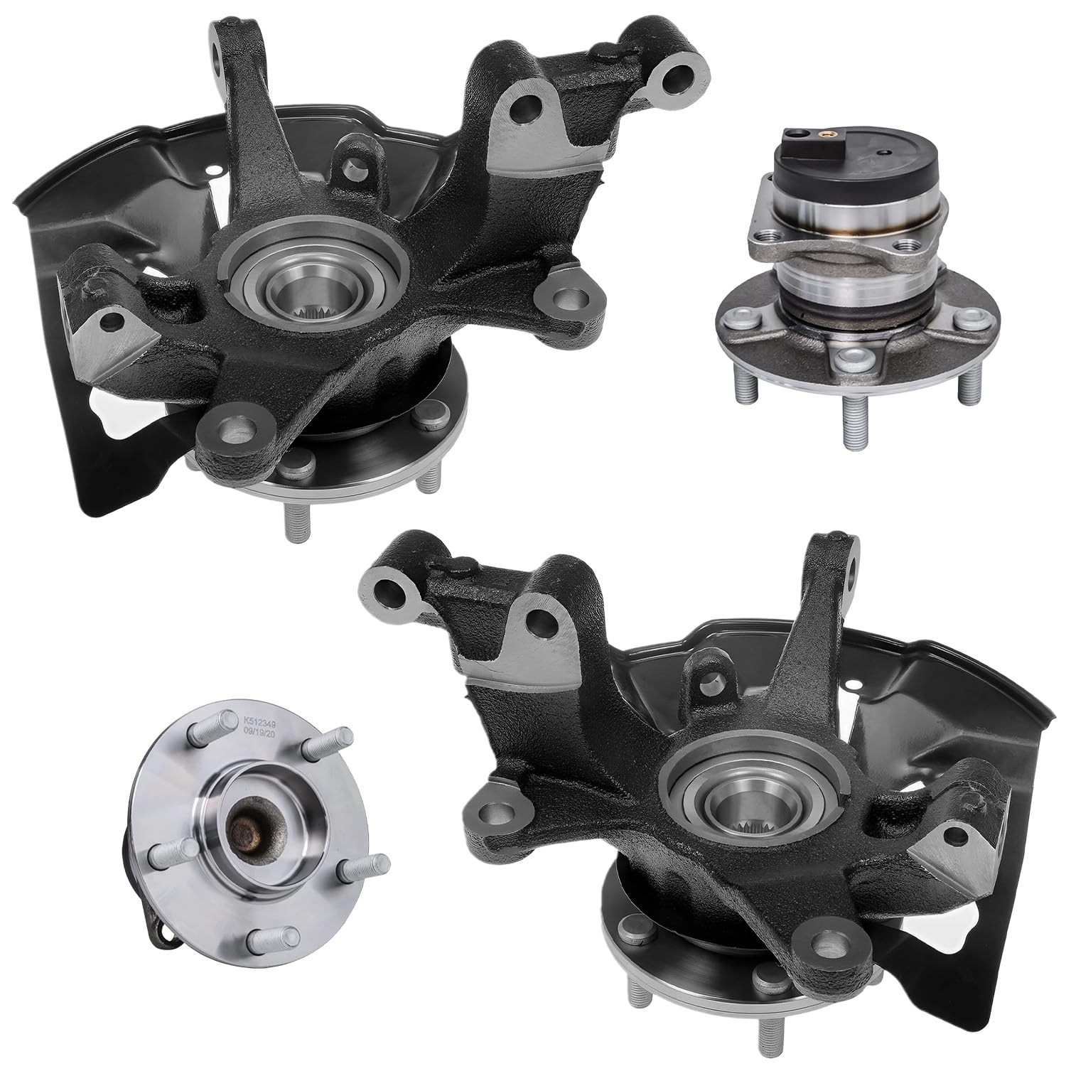 Detroit Axle - Front Knuckles w/Hub Rear Wheel Hub Bearings for Mazda CX-7