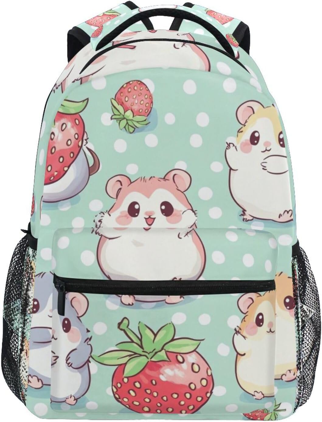 Hamsters Polka Dot Strawberry Boys Girls Kids School Backpacks Bookbag, School Bag Travel Backpack Daypack