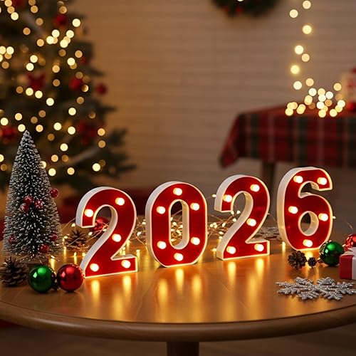 Coume Número de luz LED 2026, números gigantes de marquesina para decoraciones de Año Nuevo, decoraciones de graduación 2026 para estudiantes de