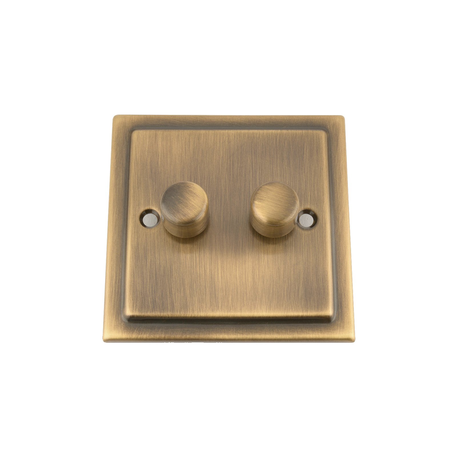 A5 Products Black Light Dimmer Switch 2 Gang 2 Way 10 Amp - Push On/Off 400W - Victorian - Antique Brass