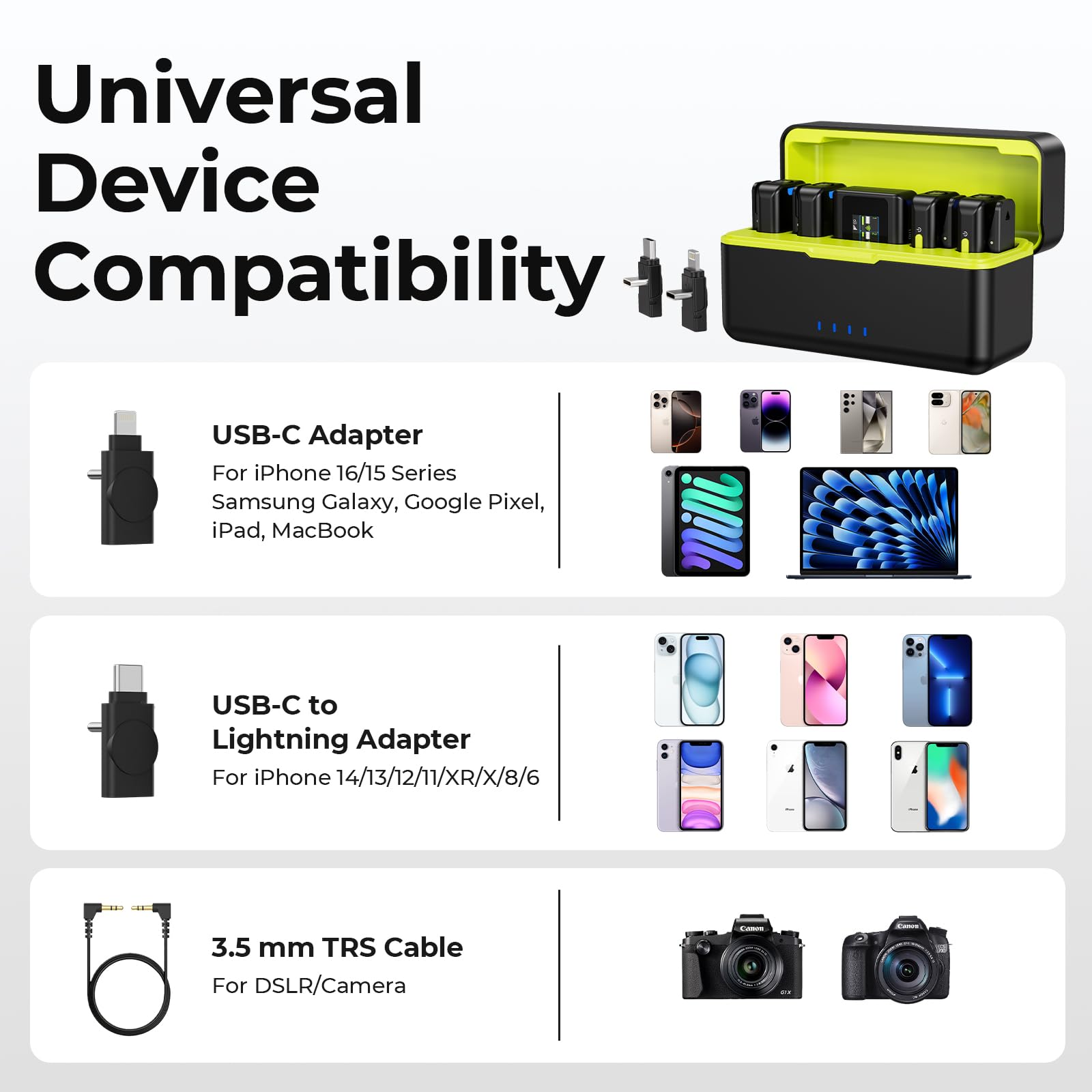 FULAIM X6 Pro kabelloses Lavalier-Mikrofon für iPhone & Android, 4-Kanal-Ansteckmikrofon mit Ladecase und KI-Rauschunterdrückung, 48 kHz/24 Bit Mini-Handy-Mikrofon für Videoaufnahme & Vlogging