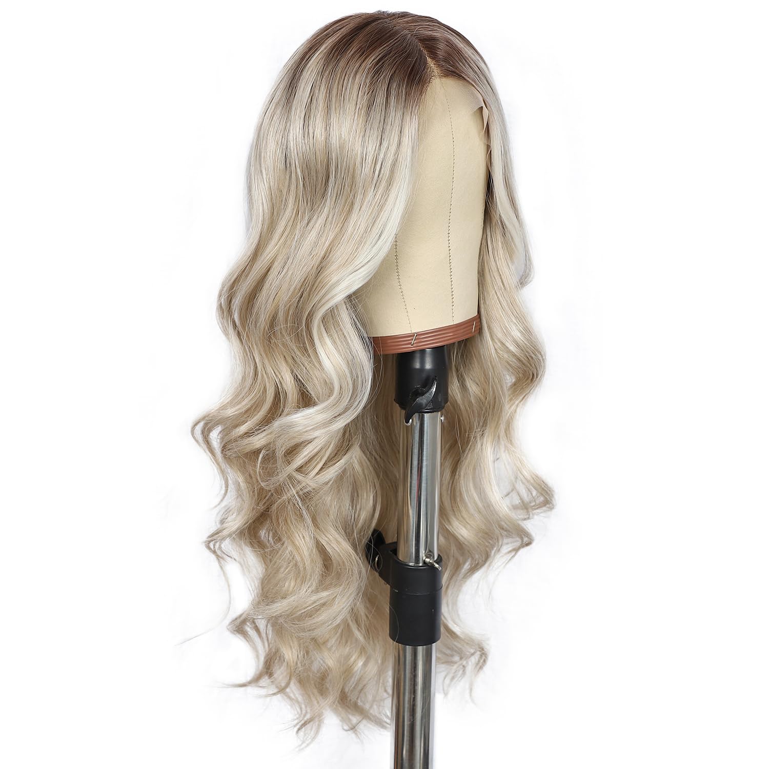Sapphirewigs Perücke Blonde Lace Front 13x4 Blonde Synthetische Perücken Körper Welle Lace Front Haare Vorgezupfte Tägliche Wear Party Datum Weihnachten 22 inch
