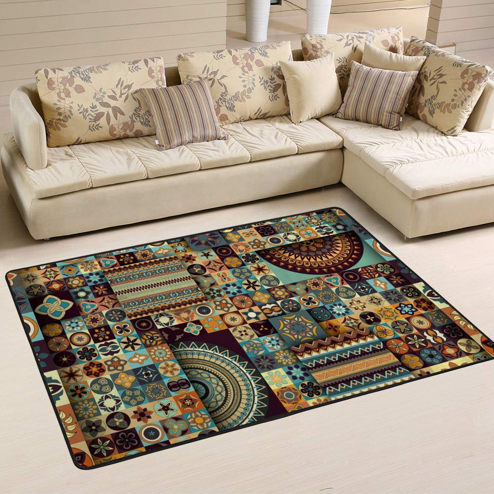 Tapis vintage Ruchen facile à nettoyer pour salon avec enfants