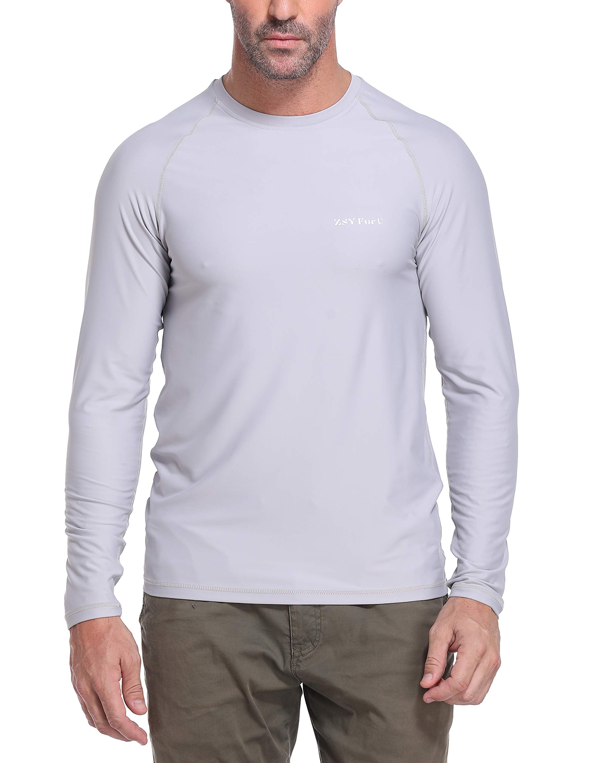 ZSY FOR U Men's UPF 50+ Sun Protection Outdoor Long Sleeve Performance Dry-fit T-Shirt (Grey, XL)