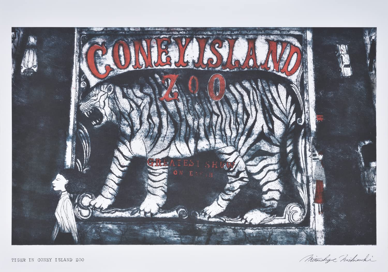 Amazon.co.jp: アート ポスター タイガー A1 西脇光重(版画家