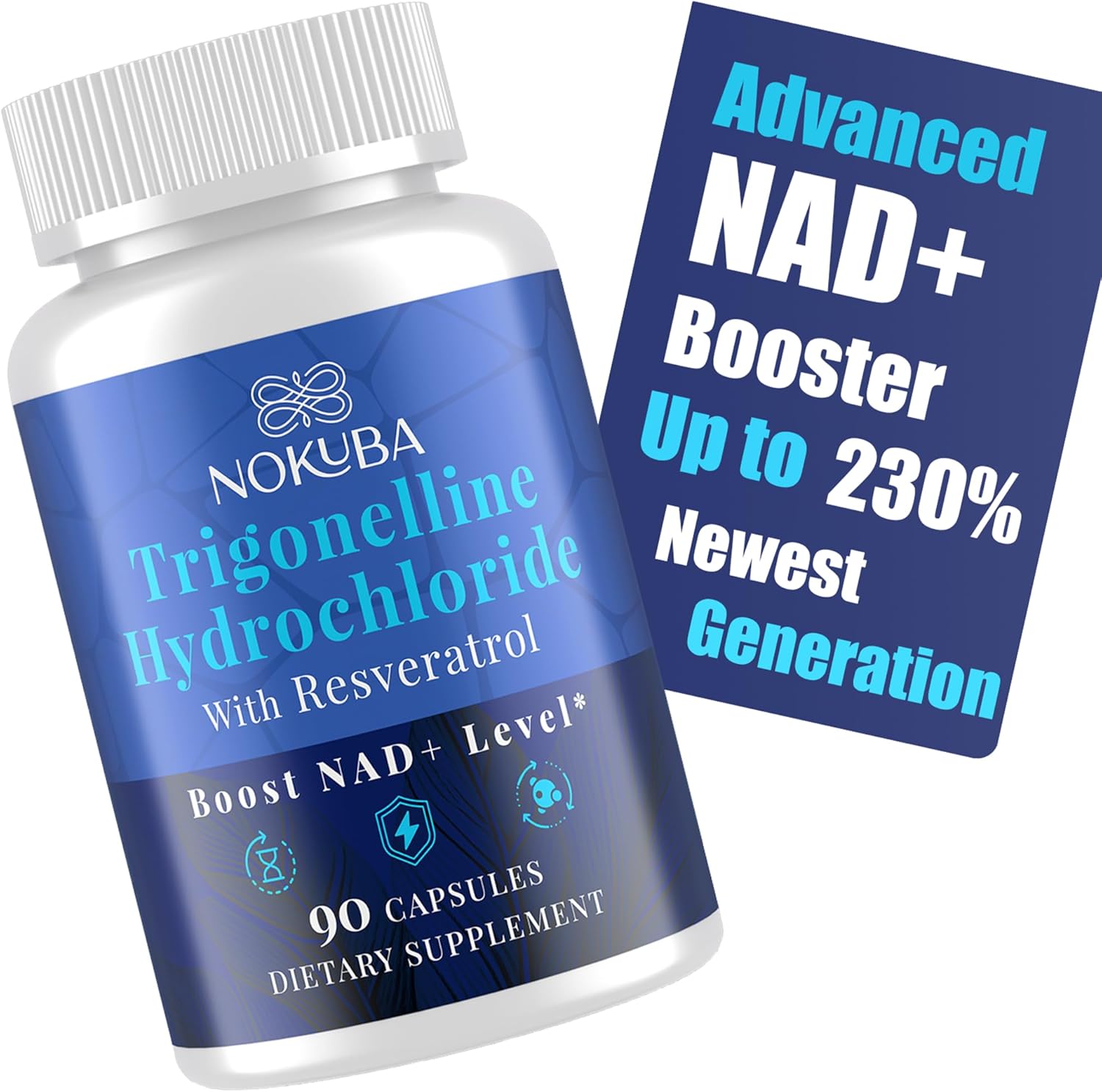 NAD Supplement - NMNH Alternative with Trigonelline HCL 500mg & Resveratrol - NAD+ Precursors Plant Extraction - Support Cellular Energy & Healthy Aging & Brain for Women & Men - 90 Capsules