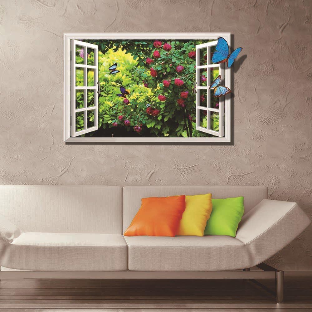 YUANMU 3D three-dimensional wall stickers ( butterfly ) Creative living room window wall- painting art deco bedroom den restaurant painting