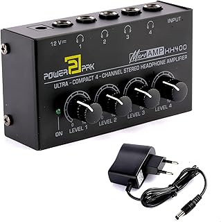 Powerpak KH400 4-Channel Headphone Amplifier Metal Stereo Audio Amplifier | 4X Quarter Inch Balanced TRS Headphones Output...