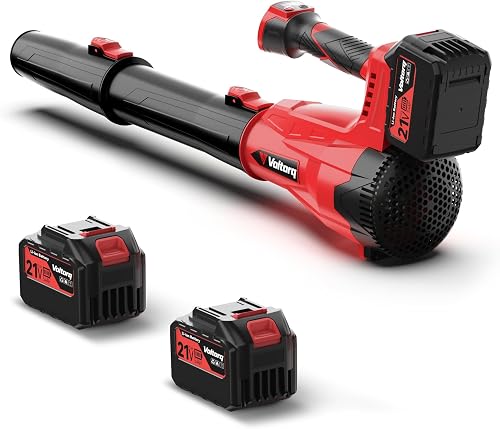Leaf Blower Cordless, 680CFM Brushless Blower with 2 Batteries Red