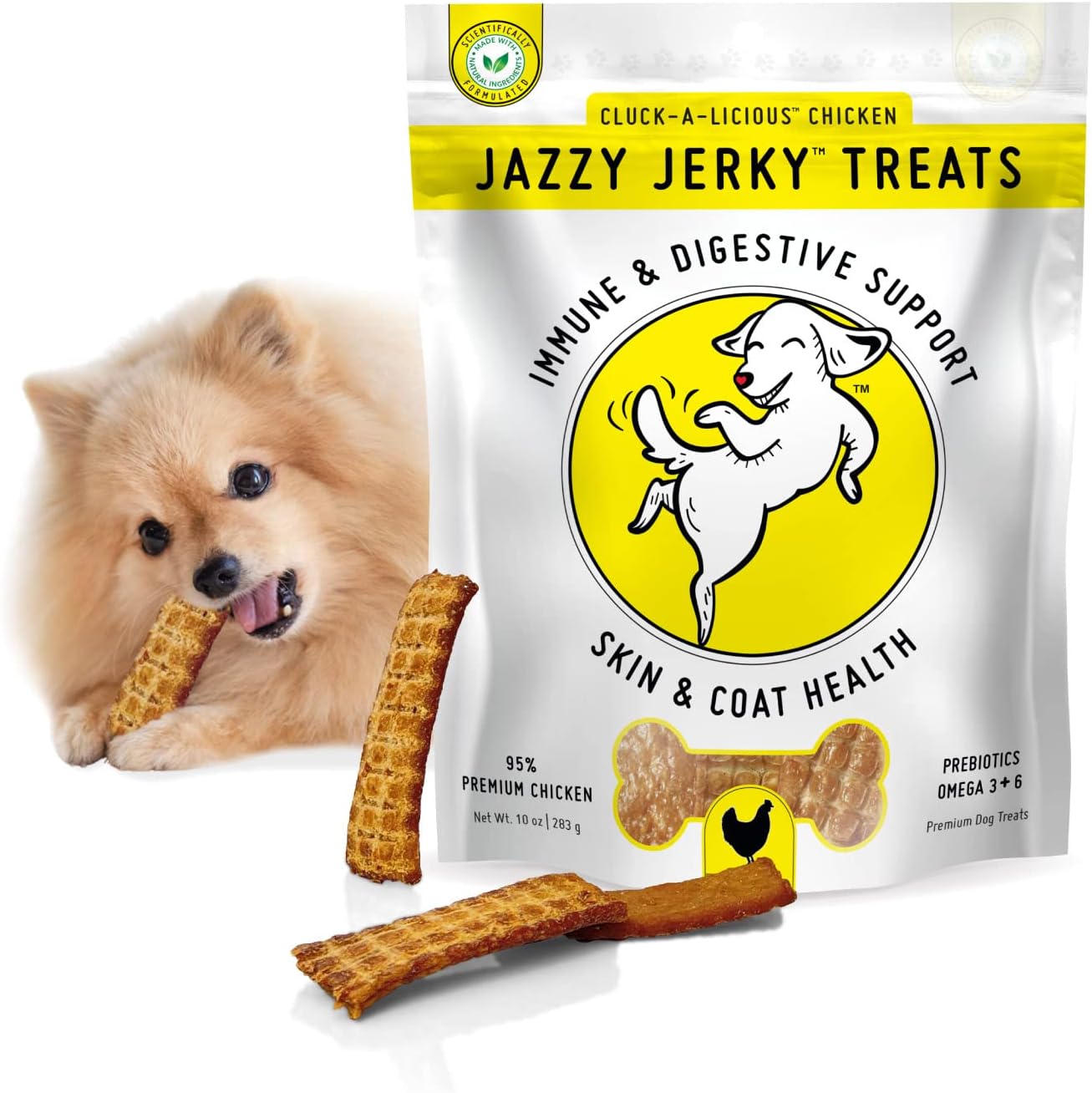 HappyTails Canine Wellness Jazzy Jerky, Natural 95 Chicken Jerky Treats, Healthy