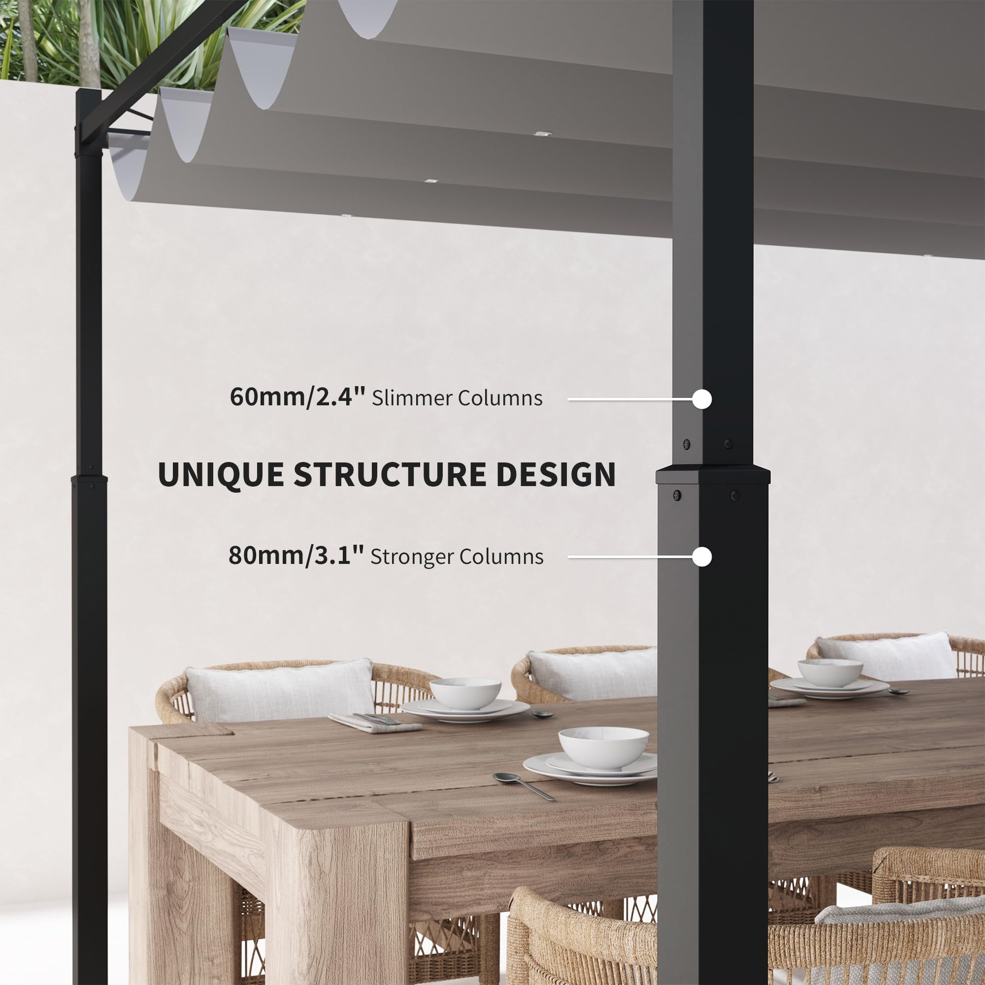 Outsunny 3x3m Pergola Metallica con Tetto Retrattile UPF30+ Grigio