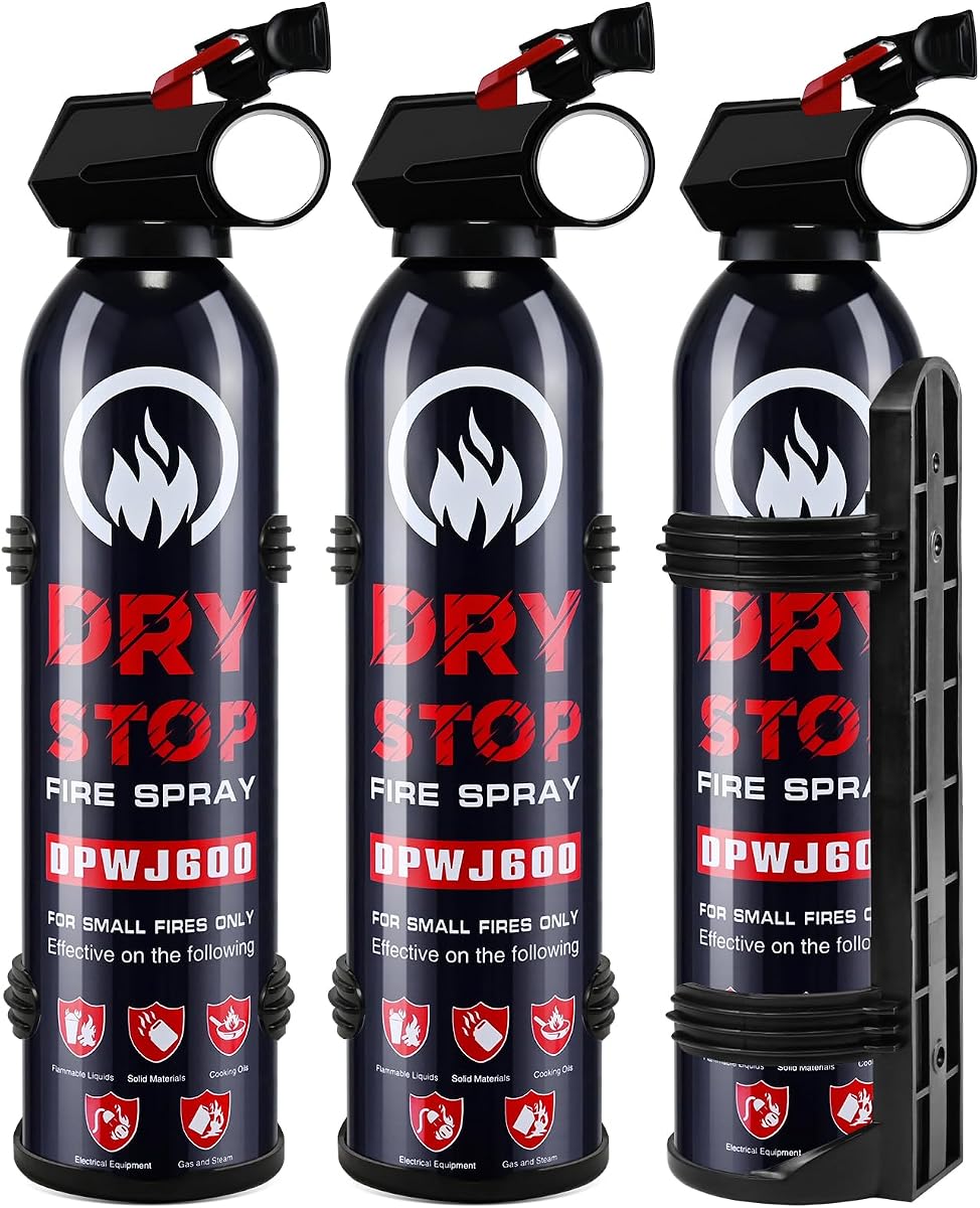 ABC Fire Extinguisher for Home & Vehicle 3Pack Dry Stop Fire Spray for Kitchen | Auto Fire Extinguisher for Truck Vehicle,1.32LB Dry Chemical Powder for Car, Boat, Marine Easy to Use (3 Blue)