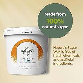 Natures Sugar Firm Sugar Wax Hair Removal Paste for Coarse Hair - Brows, Underarms & Bikini - Smooth Stripless for Body, Face & All Skin Types - Gentle on Sensitive Skin & Long-Lasting - 32 oz
