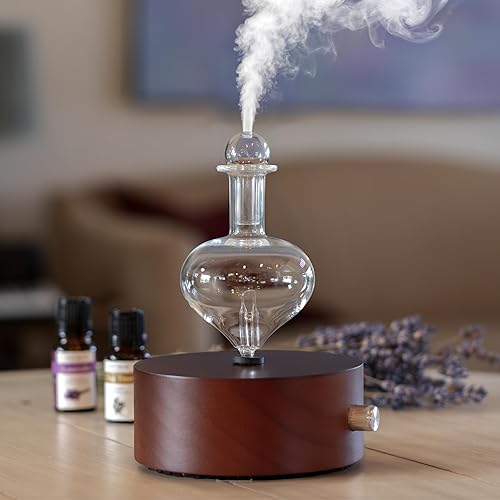 Vista 2 de ArOmis - Nebulizador de aceites esenciales de vidrio de alta calidad, difusor sin agua para aromaterapia, difusor de aceite hecho a mano, base