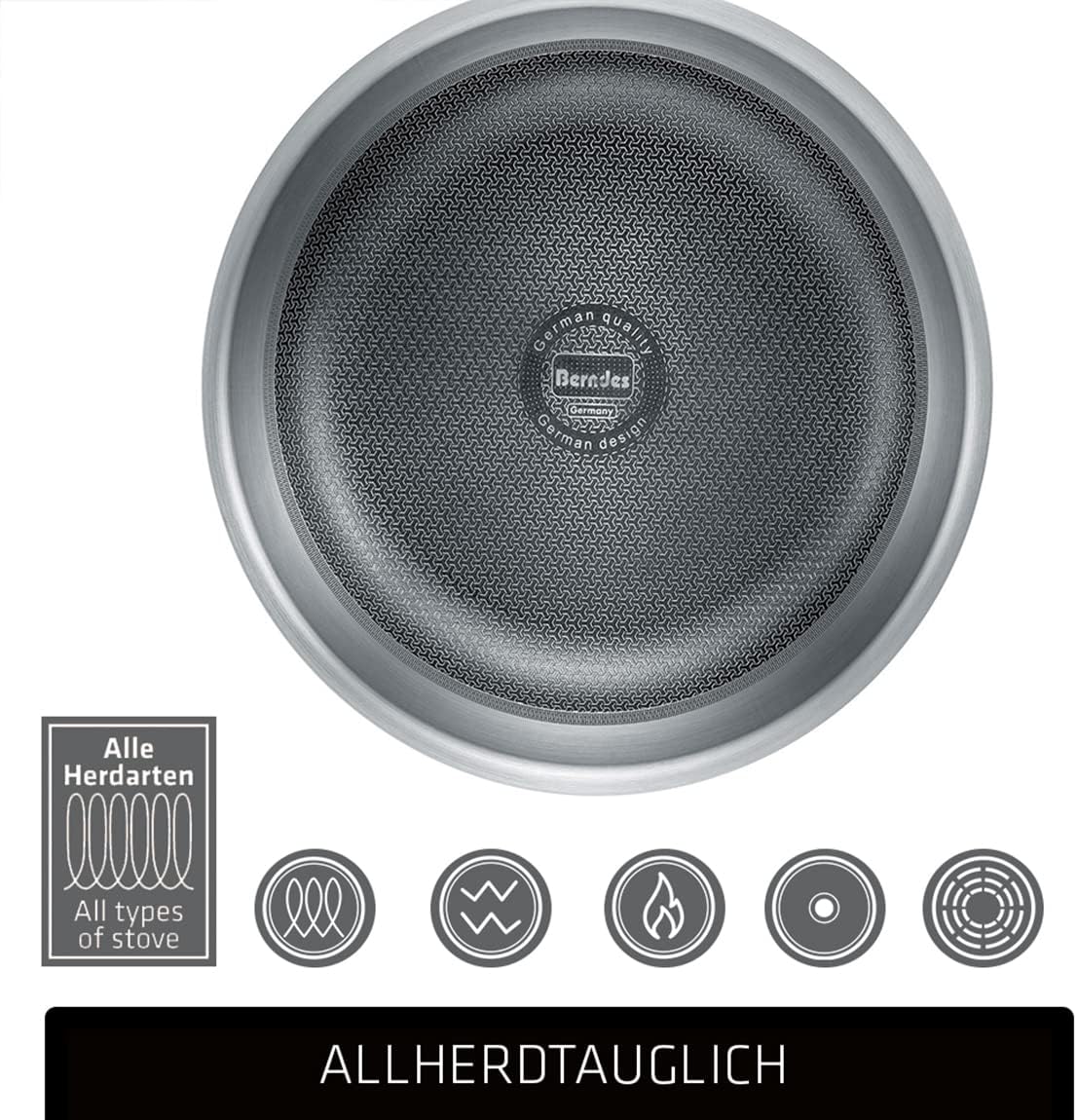 Berndes Tricion Resist 16 cm Saucepan with Lid 1.8 L Volume Suitable for All Hobs Including Induction Non-Stick Coating