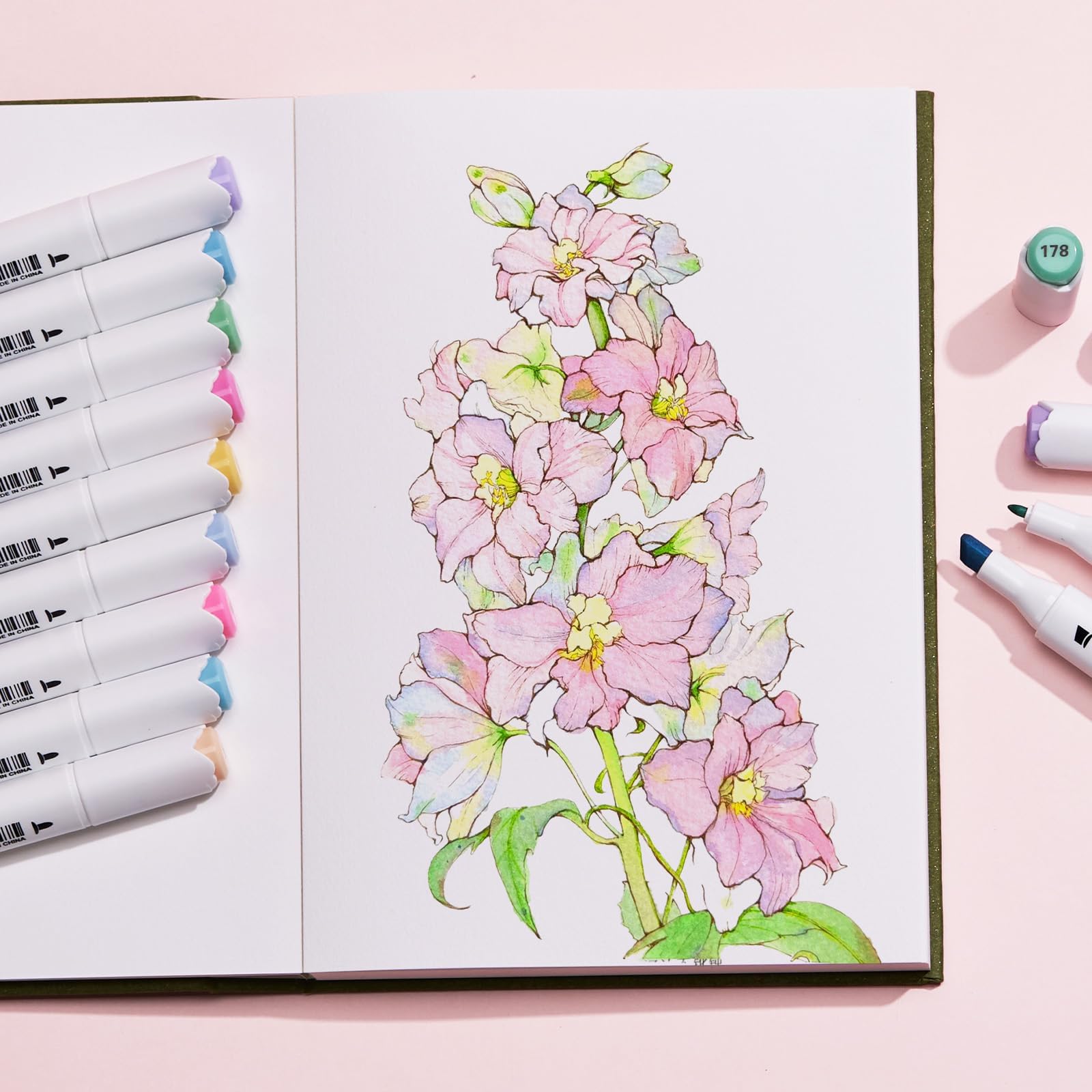 Arrtx Pennarelli ad alcol ALP 66 colori pastello, a scalpello e a punta fine, pennarelli artistici professionali per artisti adulti, colorare, disegnare, illustrazioni