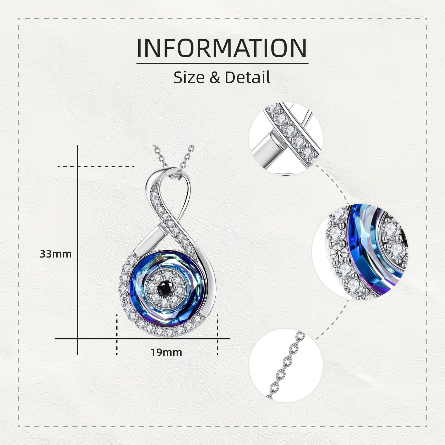 SNOWELLE Evil Eye Necklace 925 Sterling Silver Evil Eye Infinity Protection Pendant Good Luck Jewelry Gifts for Women - Image 4