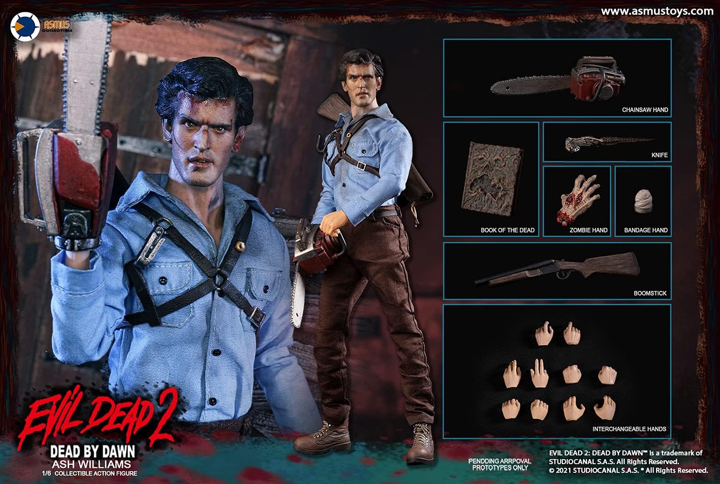Asmus Toys Evil Dead II Series: Ash Williams 1:6 Scale Action Figure, Multicolor