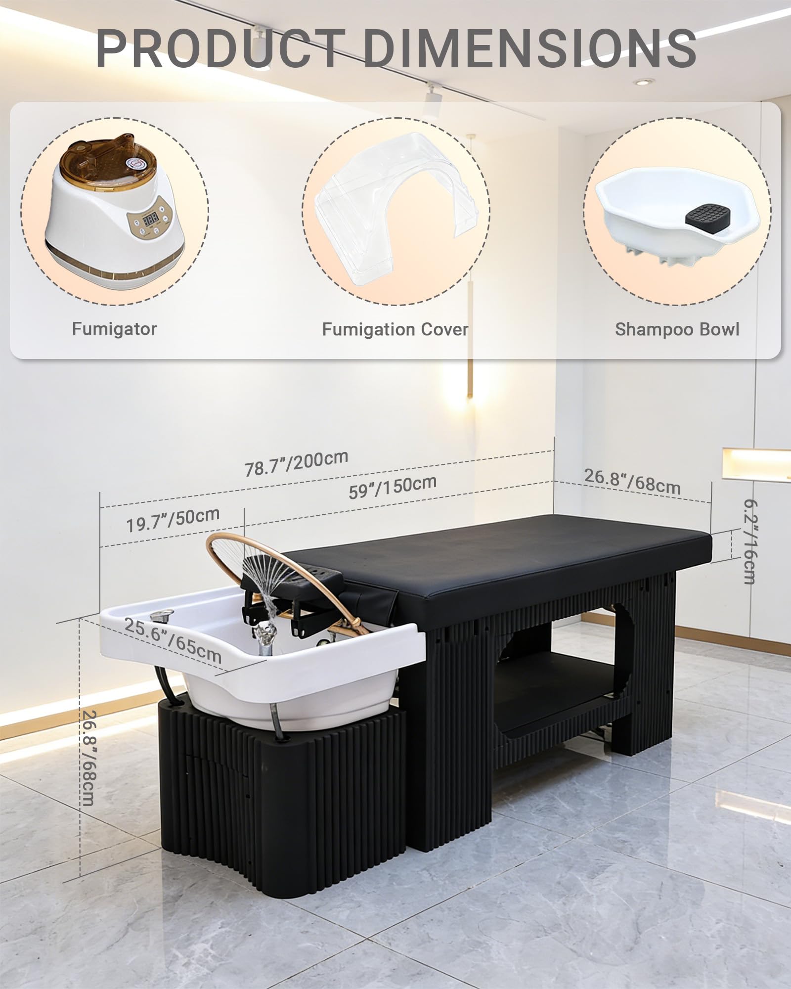 Head Spa łóżko do masażu, łóżko szamponowe z parowarem 2,5 l, stół do masażu z systemem cyrkulacji wody, akrylowa miska na szampon, sprzęt spa głowy do salonu fryzjerskiego, salonu piękności